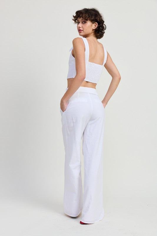 Fold Over Wide Leg Pants Emory Park