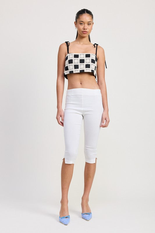 Cropped Crochet Checkered Top Emory Park