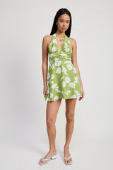 Halter Neck Floral Mini Dress Emory Park