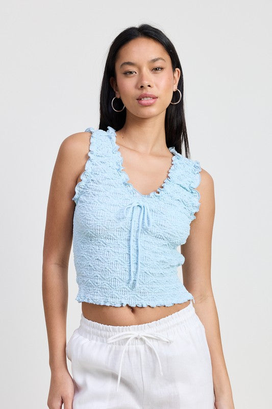 Sleeveless Ruffle Top Emory Park LIGHT BLUE S