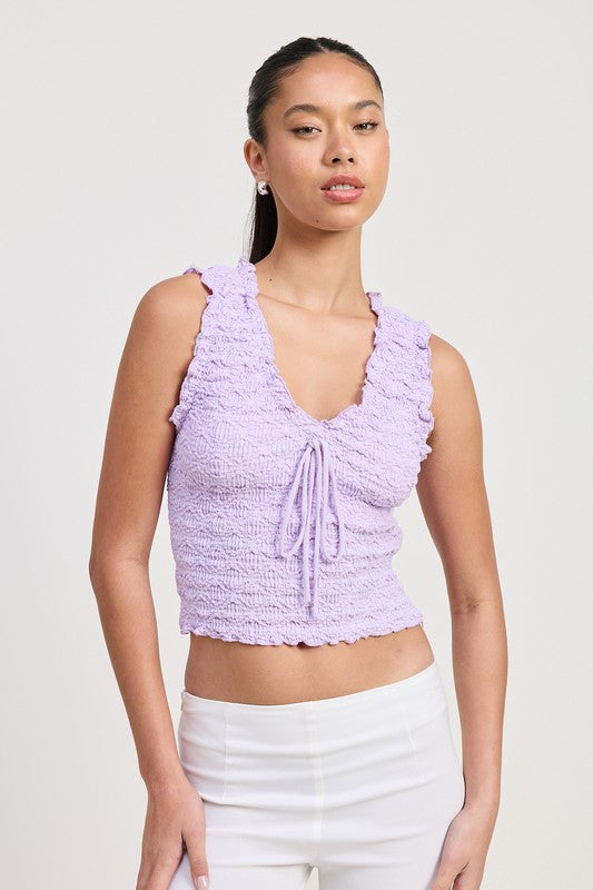 Sleeveless Ruffle Top Emory Park LAVENDER S