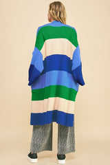 Color Block Kimono Sleeve Open Front Cardigan Davi & Dani