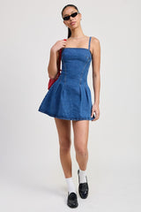 Blue Denim Pleated Mini Sundress Emory Park