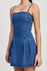 Blue Denim Pleated Mini Sundress Emory Park