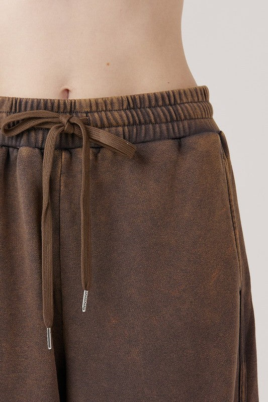 Plus Dolphin Tail Wide Leg Mineral Washed Pants noflik