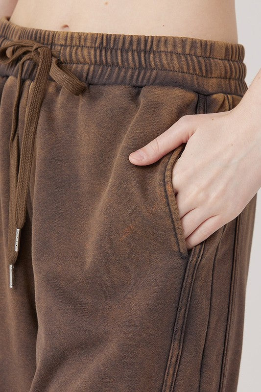 Plus Dolphin Tail Wide Leg Mineral Washed Pants noflik