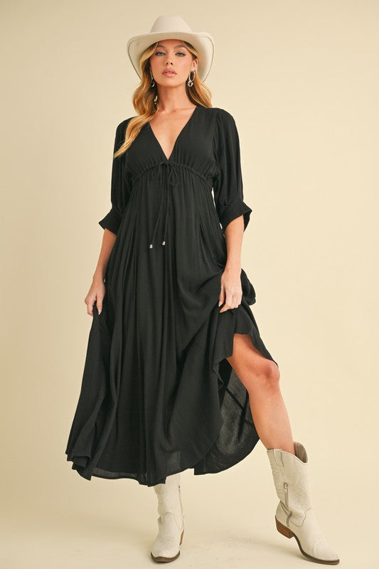 Geela Plunging Neck Midi Dress Aemi + Co