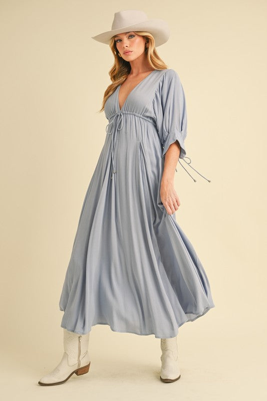 Geela Plunging Neck Midi Dress Aemi + Co SKY S