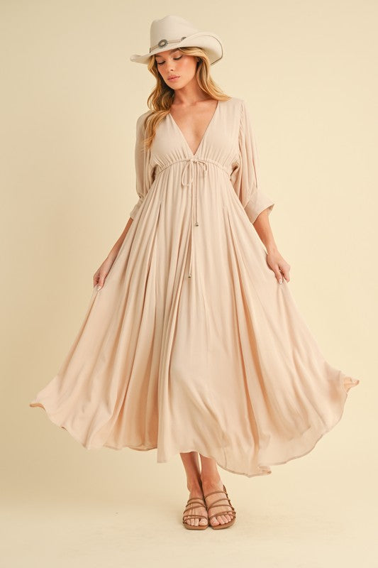 Geela Plunging Neck Midi Dress Aemi + Co