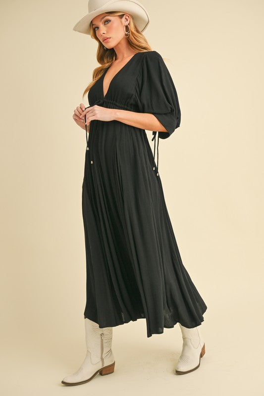 Geela Plunging Neck Midi Dress Aemi + Co
