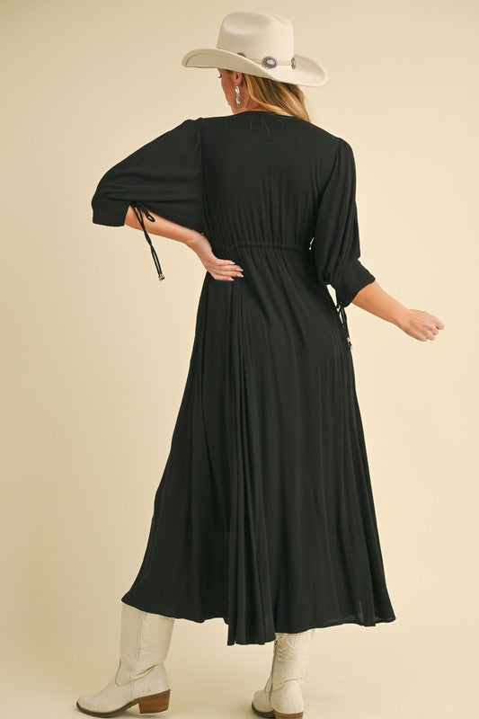 Geela Plunging Neck Midi Dress Aemi + Co