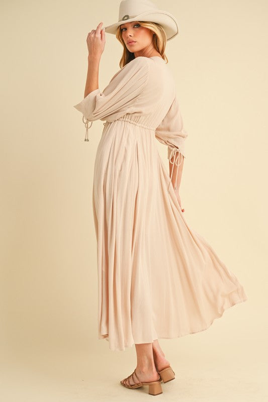 Geela Plunging Neck Midi Dress Aemi + Co OAT S