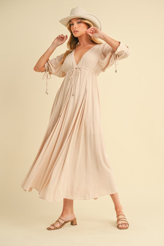 Geela Plunging Neck Midi Dress Aemi + Co