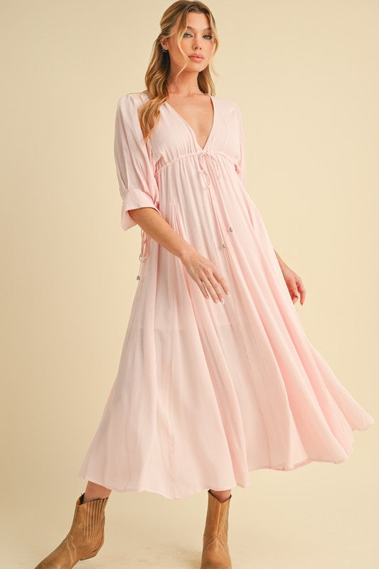 Geela Plunging Neck Midi Dress Aemi + Co