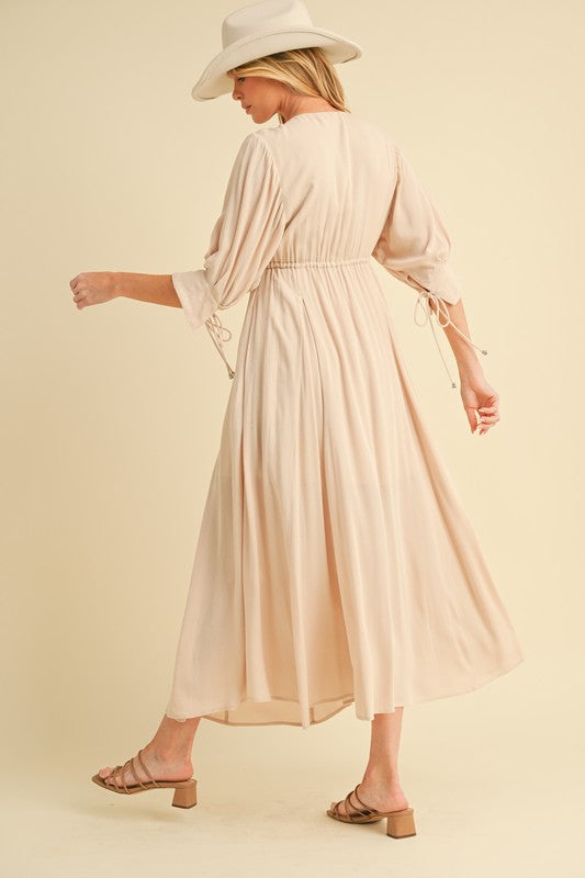 Geela Plunging Neck Midi Dress Aemi + Co