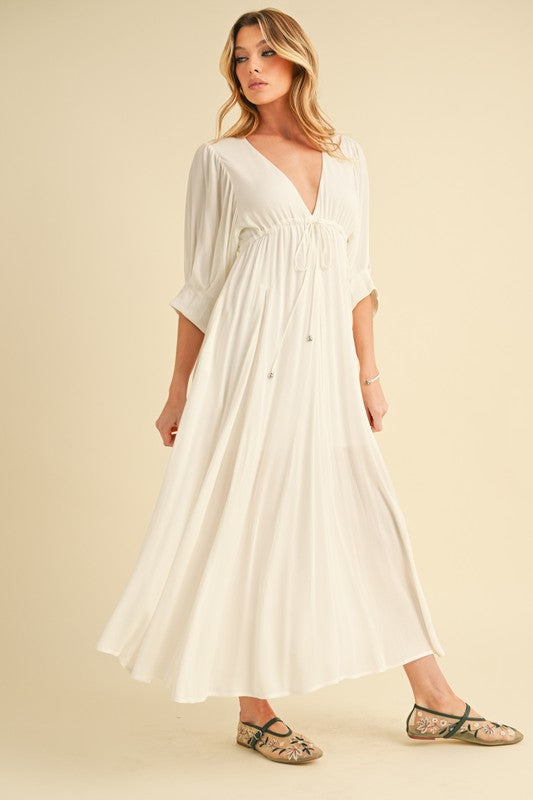 Geela Plunging Neck Midi Dress Aemi + Co MILK S