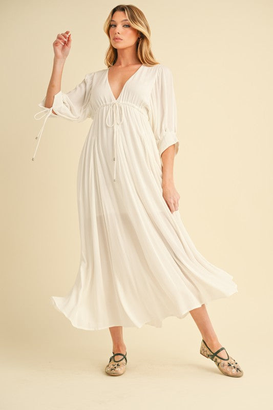 Geela Plunging Neck Midi Dress Aemi + Co