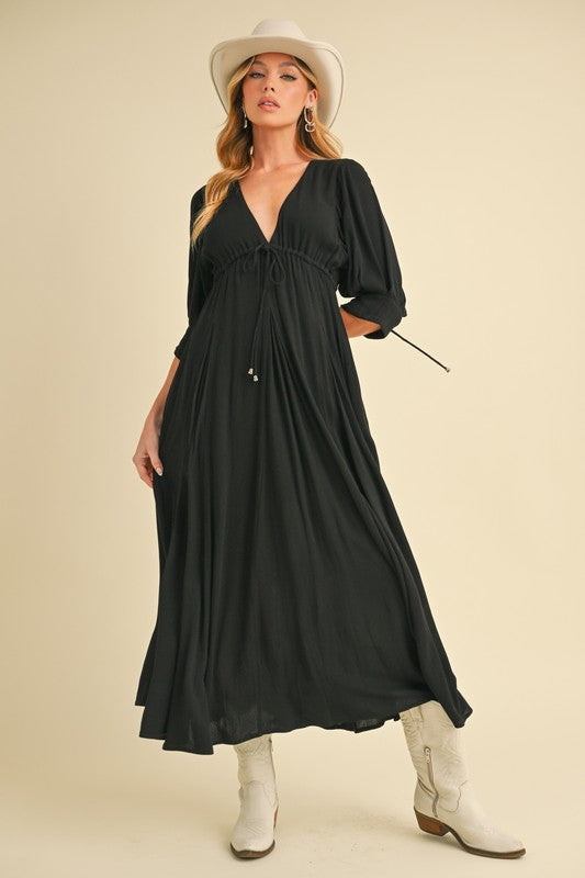 Geela Plunging Neck Midi Dress Aemi + Co
