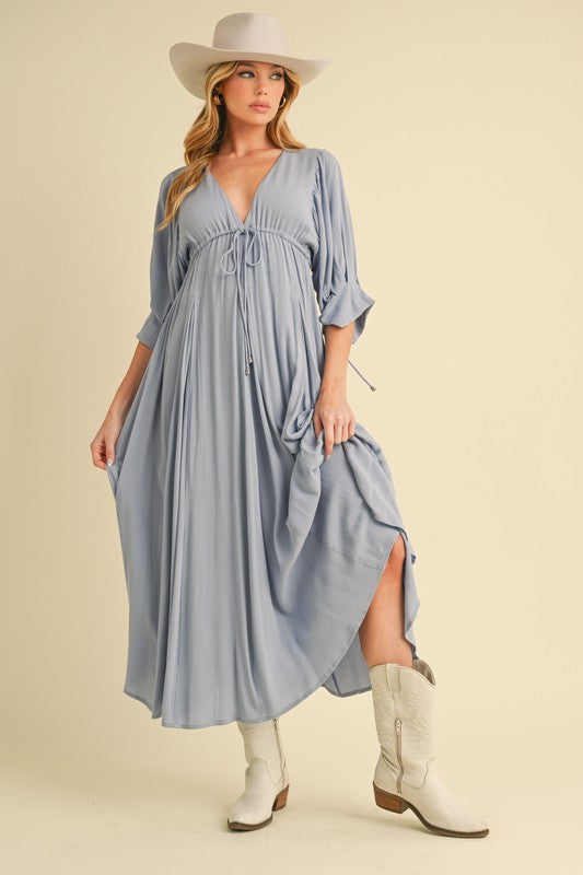 Geela Plunging Neck Midi Dress Aemi + Co