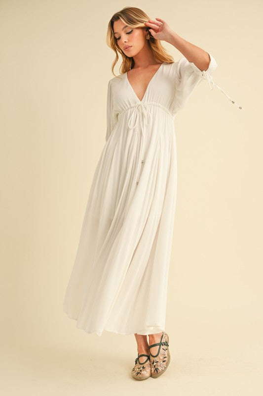 Geela Plunging Neck Midi Dress Aemi + Co
