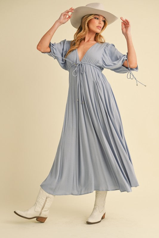 Geela Plunging Neck Midi Dress Aemi + Co