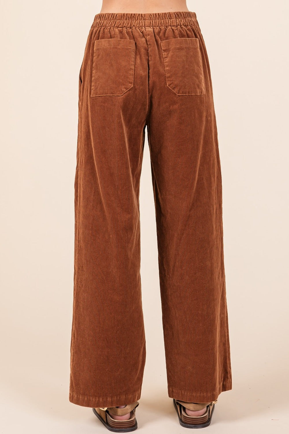 Corduroy Back Elastic Waist Pants Mittoshop   