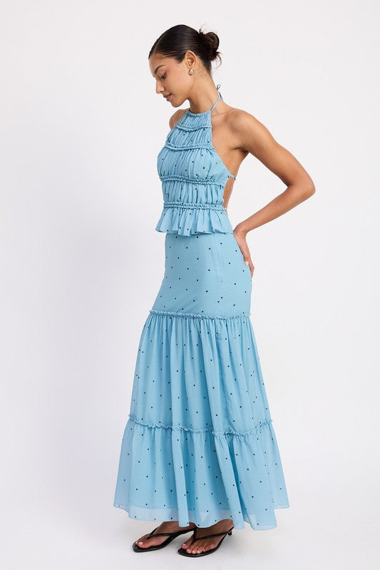 Tiered Ruffle Polka Dot Midi Skirt Emory Park