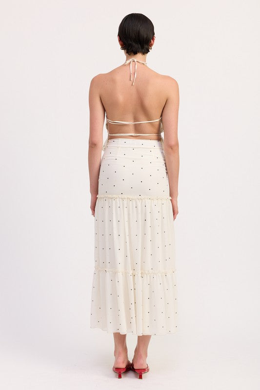 Tiered Ruffle Polka Dot Midi Skirt Emory Park