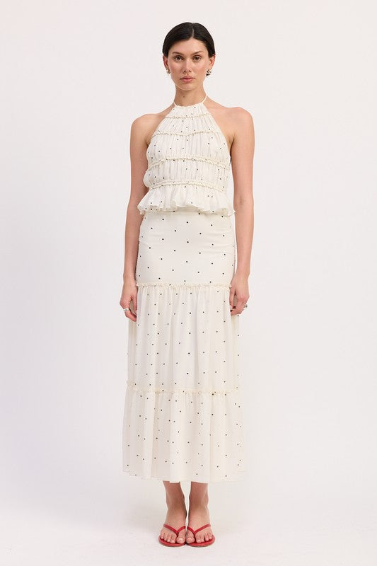 Tiered Ruffle Polka Dot Midi Skirt Emory Park