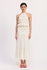 Tiered Ruffle Polka Dot Midi Skirt Emory Park