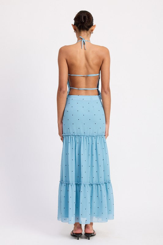 Tiered Ruffle Polka Dot Midi Skirt Emory Park