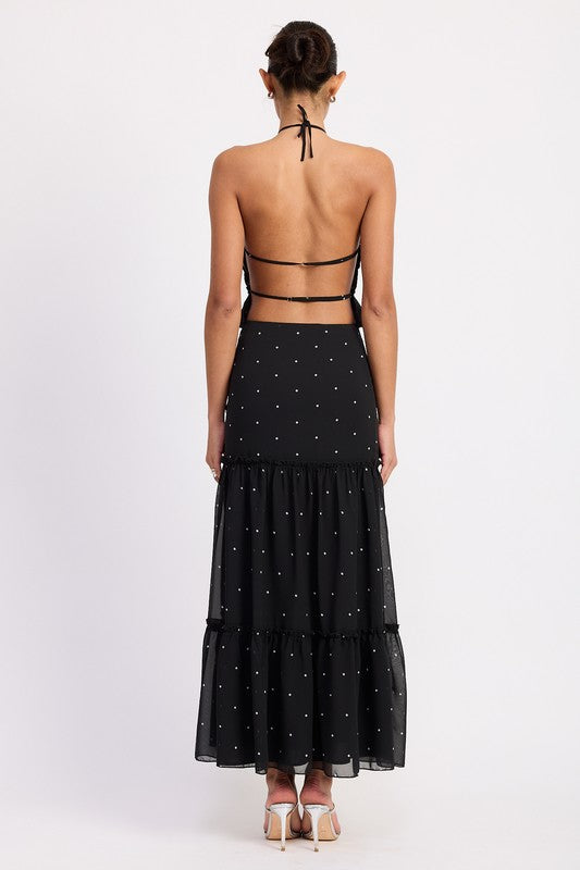 Tiered Ruffle Polka Dot Midi Skirt Emory Park