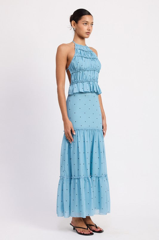 Tiered Ruffle Polka Dot Midi Skirt Emory Park