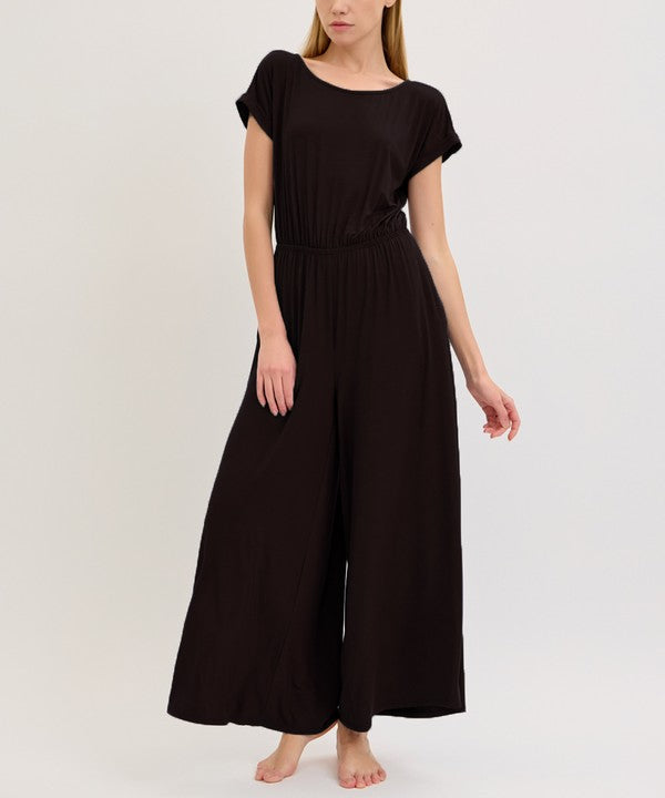 Bamboo Ankle Length Romper Fabina BLACK S