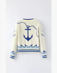 Nautical Anchor Knit Cardigan Miss Sparkling