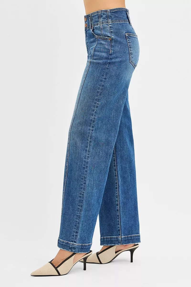 Mid Rise Fit Wide Baggy Jeans Risen