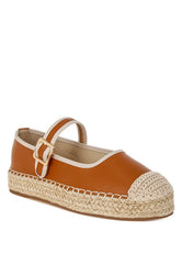 Ostac Genuine Leather Mary Jane Espradrilles Rag Company Tan US-5 / UK-3 / EU-36