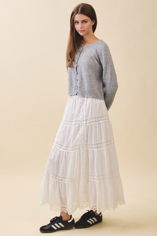 Lace Tiered Maxi Skirt – Boho Cottagecore Aemi + Co