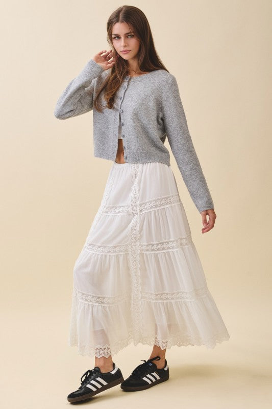 Lace Tiered Maxi Skirt – Boho Cottagecore Aemi + Co