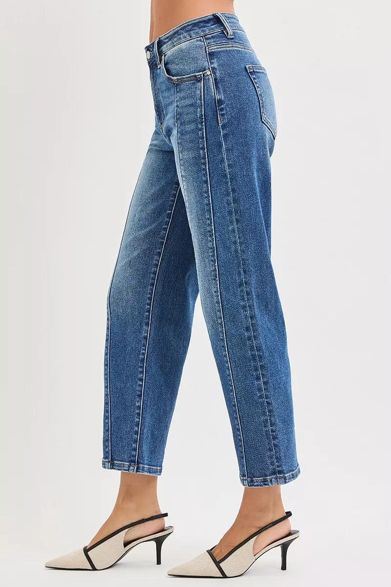 High Rise Crop Straight Jeans Risen