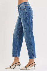 High Rise Crop Straight Jeans Risen
