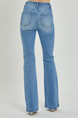 High Rise Button Fly Bootcut Jeans Risen   