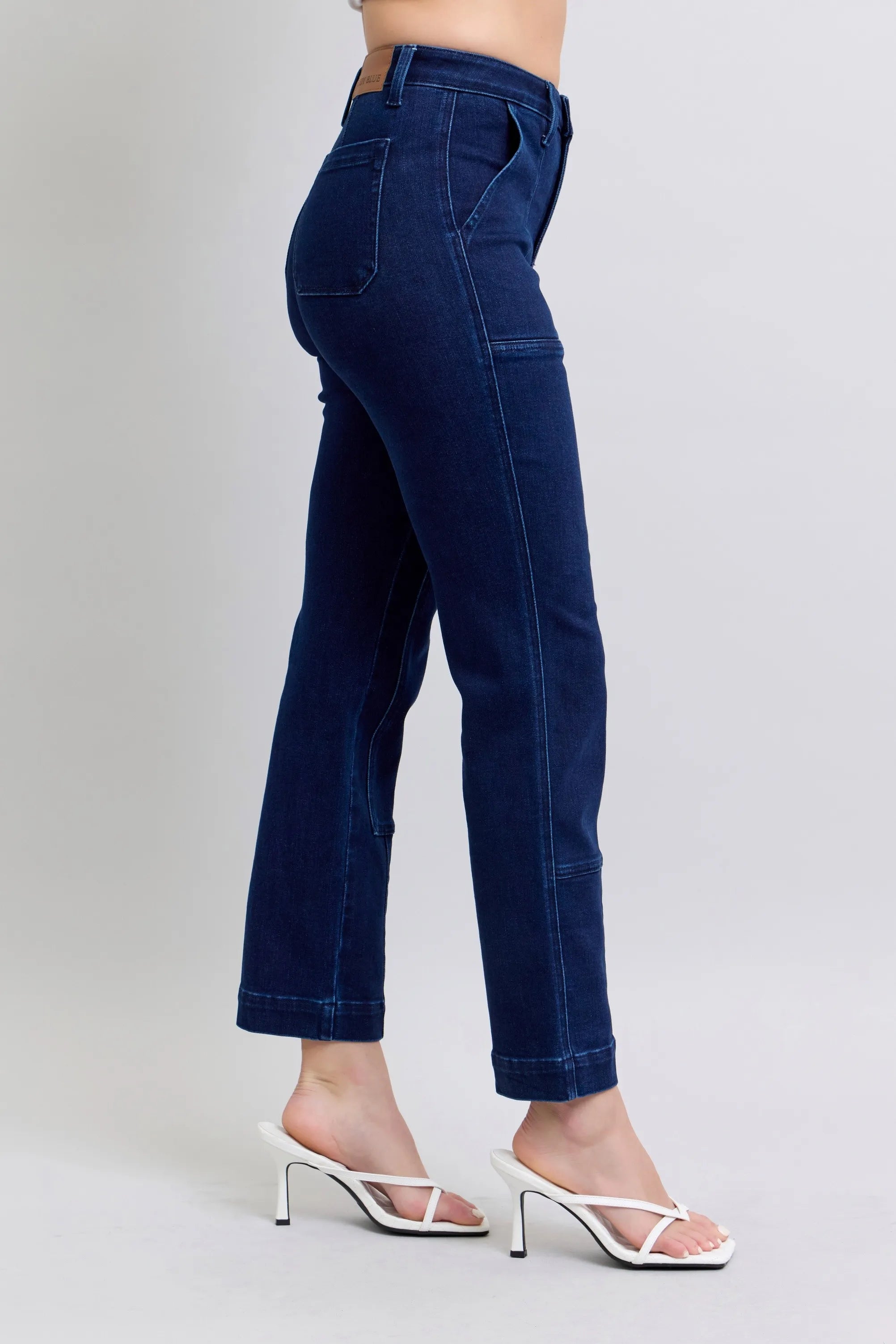High Waist Work Wear Knee Patch Straight Jeans With Plus Size Judy Blue