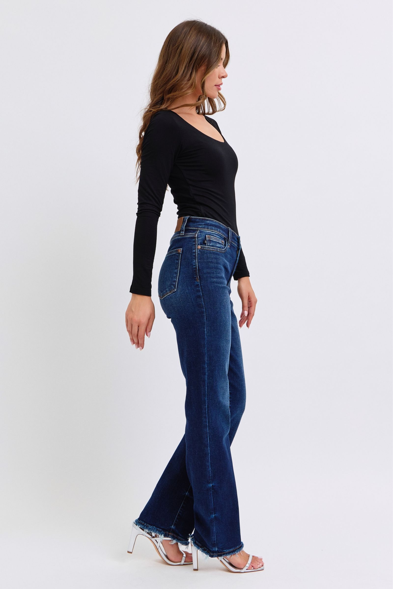 Raw Hem Straight Leg Jeans Judy Blue   