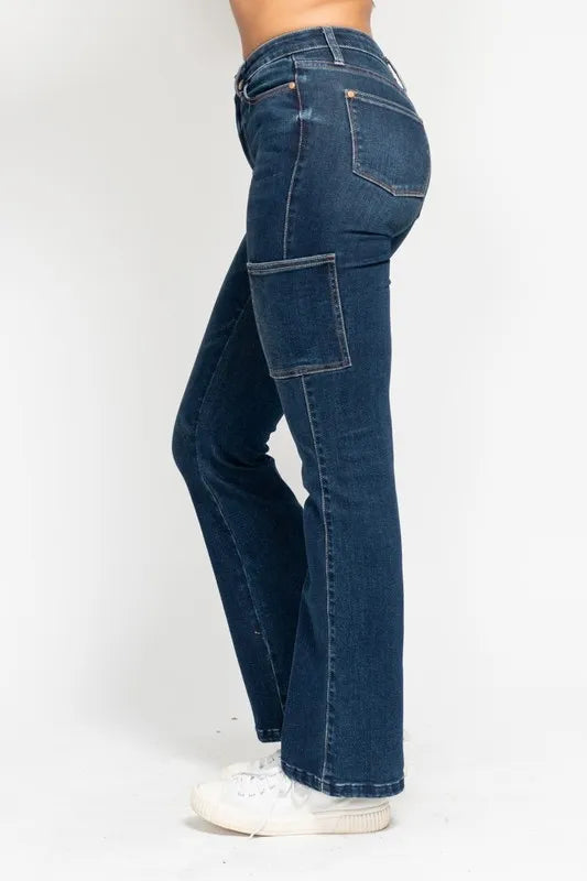 High Waist Cargo Bootcut Jeans Judy Blue