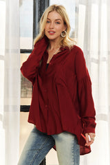 Button Down Linen Shirt Adora BURGUNDY S