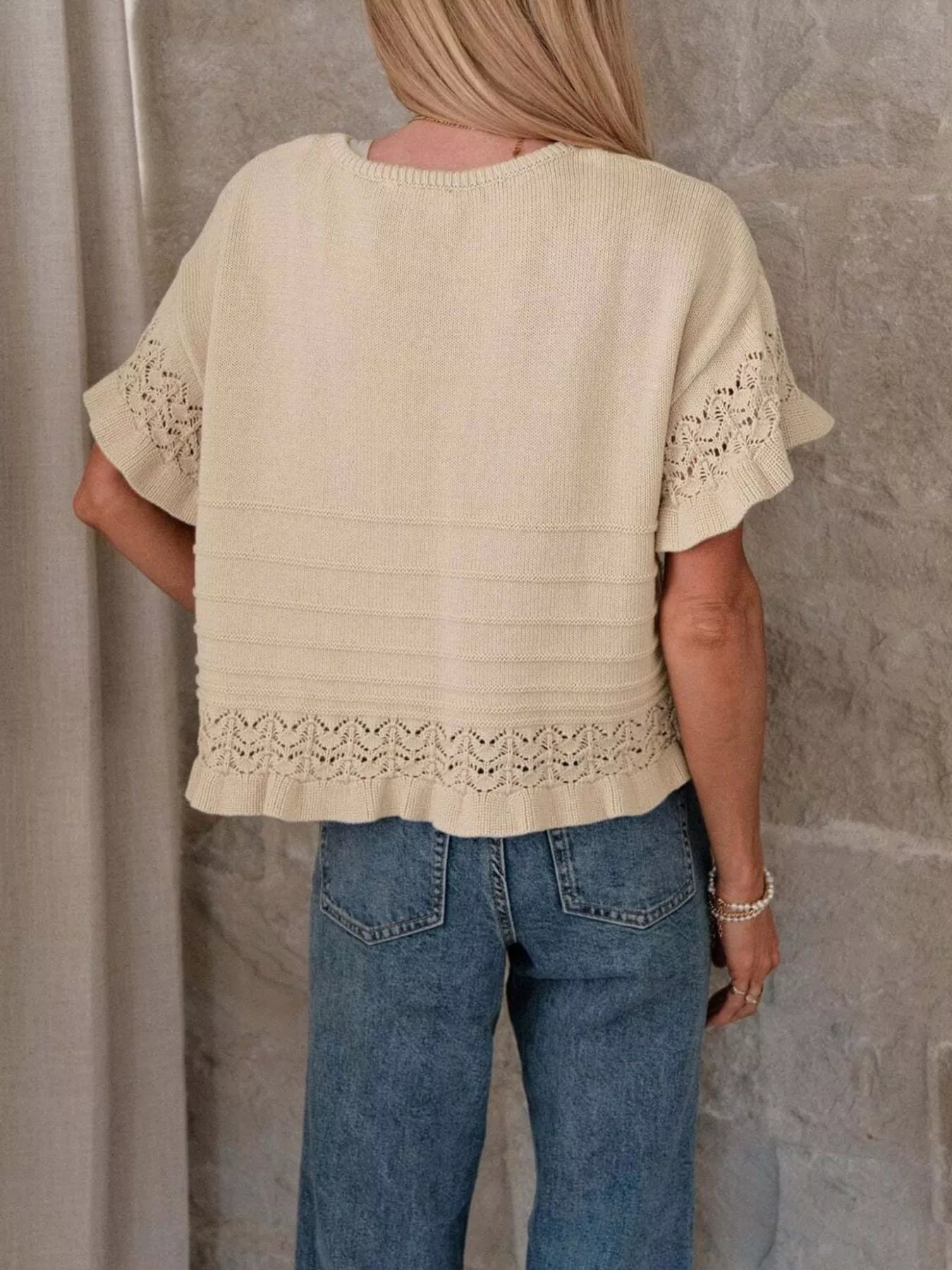 Lace Trimmed Knit Top Simmer & Fay