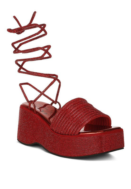 Swifties Rhinestone Embellished Lace-Up Sandals Rag Company   