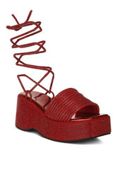 Swifties Rhinestone Embellished Lace-Up Sandals Rag Company   