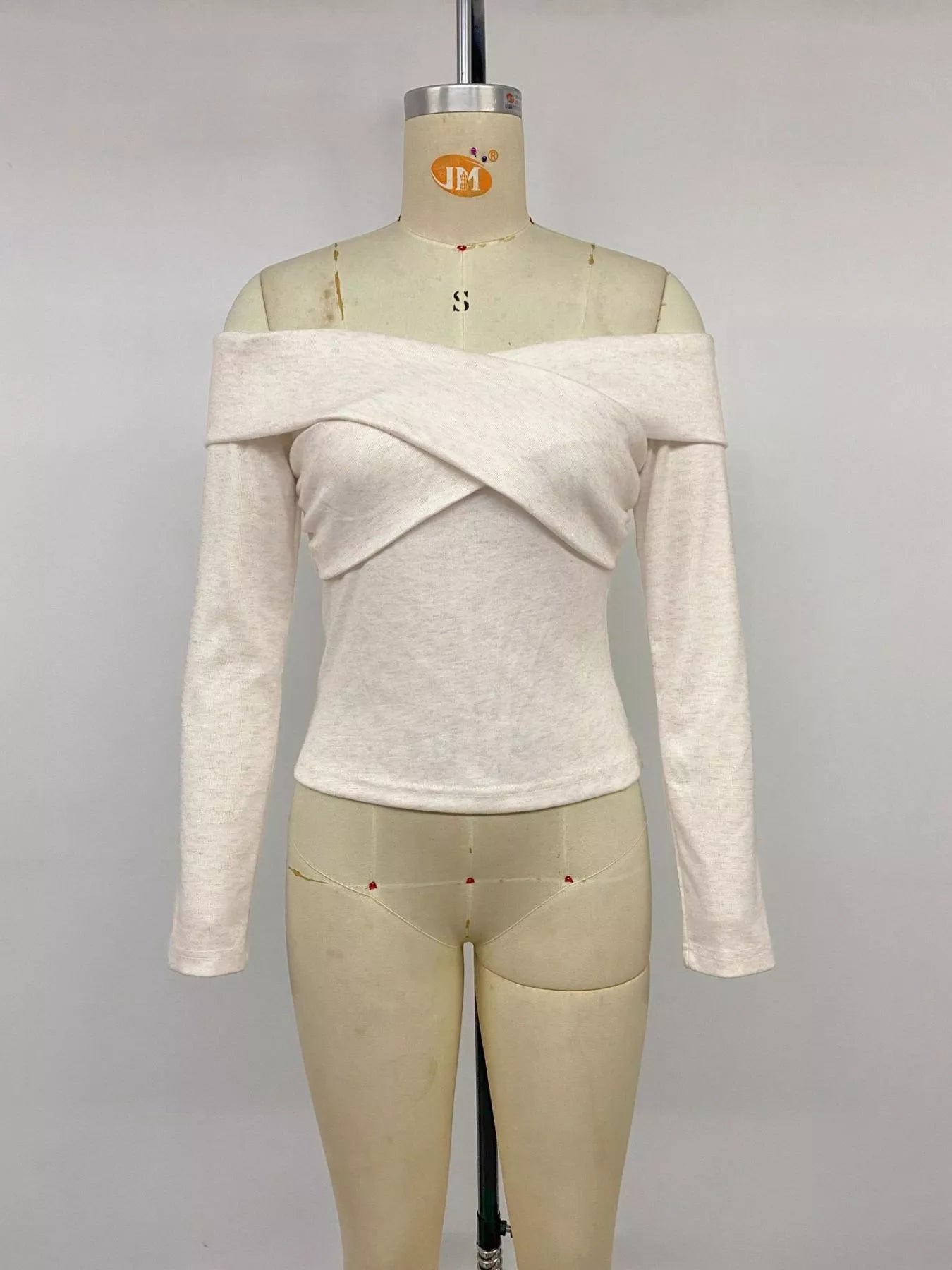 Crisscross Off-Shoulder Long Sleeve Top Simmer & Fay